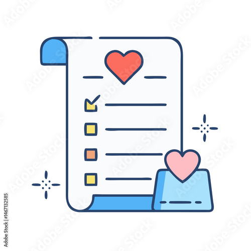 Checklist with heart shape for love tasks and to do list vector illustration concept design