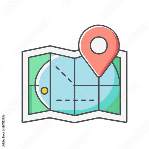 Find your way: detailed map with location pin for travel and navigation adventure guide