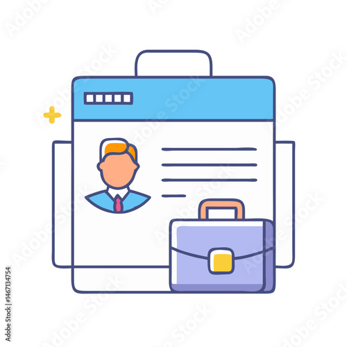 Job application resume with business briefcase vector illustration for employment search and hiring