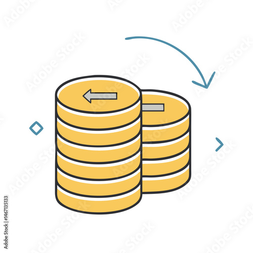 Coin stack financial investment currency exchange money savings wealth business finance gold coins and arrows