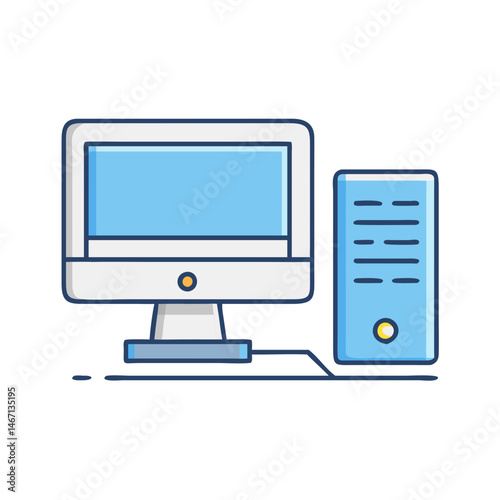 Illustration of computer desktop pc technology device screen keyboard mouse hardware equipment system