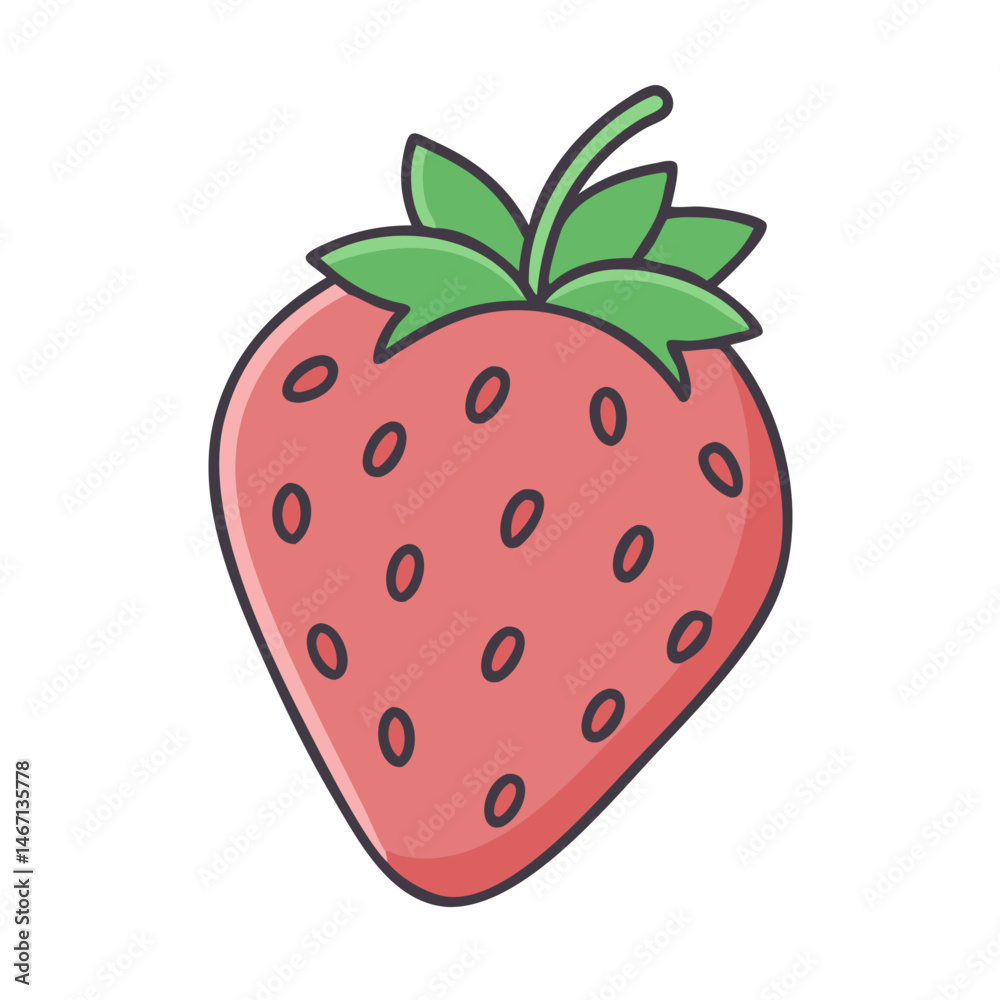 Fototapeta premium Isolated strawberry vector illustration: fresh strawberry fruit drawing for graphic design and art projects