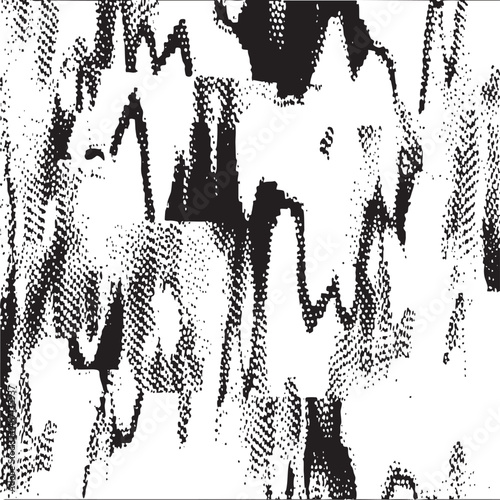 Abstract black and white shapes create a textured chaotic .