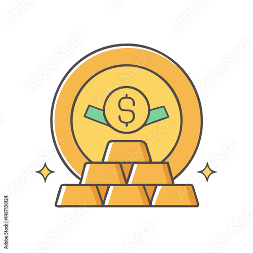 Gold coin dollar currency finance investment wealth treasure banking savings money rich bars bullion