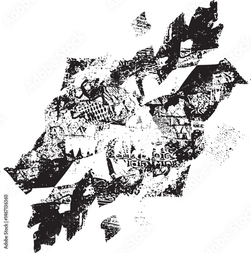 A fragmented silhouette of a rider and horse dominates the .