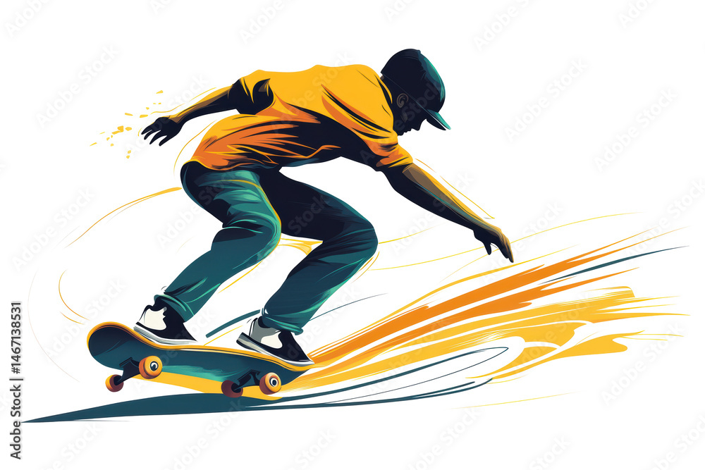 Fototapeta premium Dynamic Skateboarder in Motion: A Thrilling Vector Illustration of Extreme Sports Action