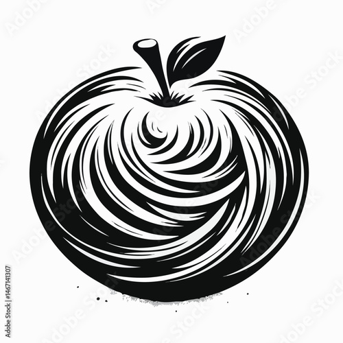 Apple fruit in black sketch style