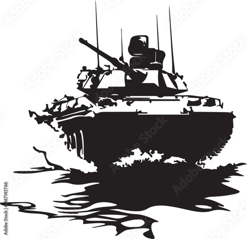 vector illustration of an amphibious tank