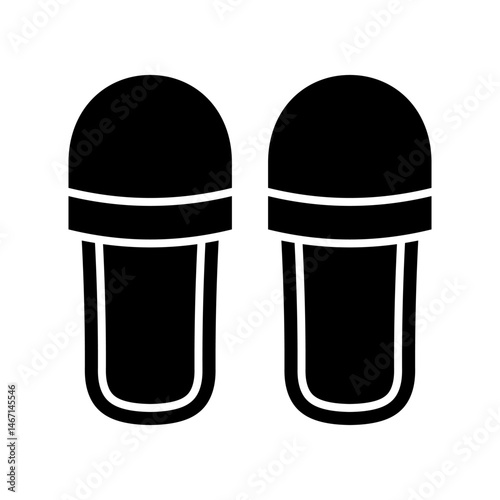 Home slippers icon. Pair of comfortable indoor slippers. Shoes for home.