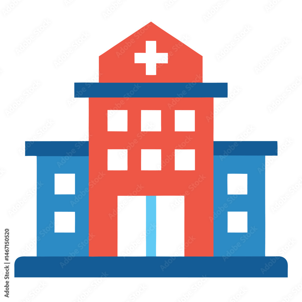 Create a hospital building icon on white background 1. Create a hospital building icon on white background 1.