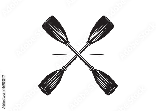 Crossed Rowing Oars Silhouette Vector