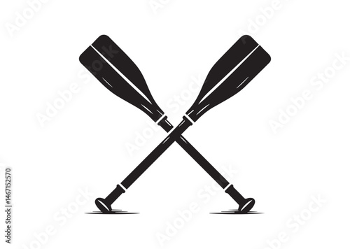 Crossed Rowing Oars Silhouette Vector