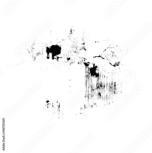 Distressed texture featuring splatters and streaks in black and white abstract form