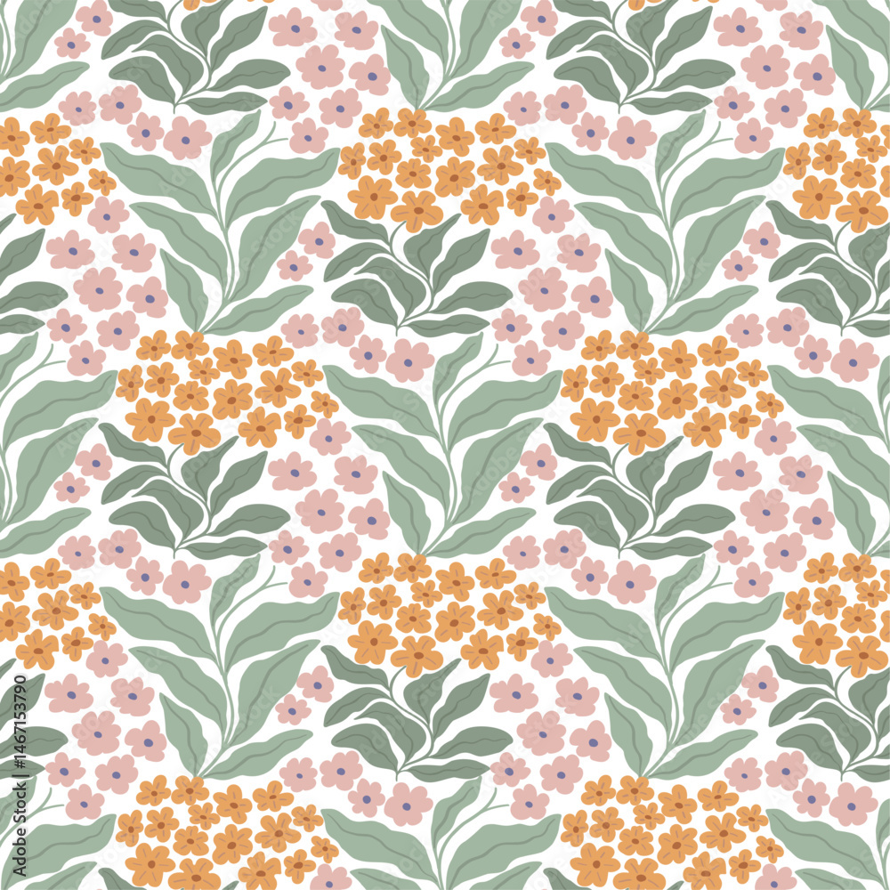 custom made wallpaper toronto digitalSeamless floral pattern with delicate hand-drawn flowers and soft green leaves. Pastel vintage color palette. Perfect for fabric, wallpaper, and stationery design.