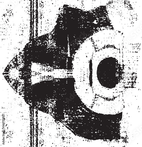 A grayscale silhouette of a stylized eye appears against a textured wall.