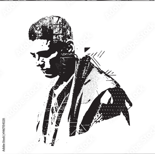 A silhouetted man gazes thoughtfully with a focused expression.