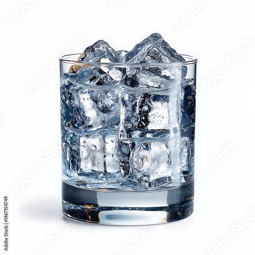 Obraz na płótnie Refreshing Clear Glass Tumbler with Ice Cubes Isolated on a White Background Beverage Photography Minimalist Style w salonie