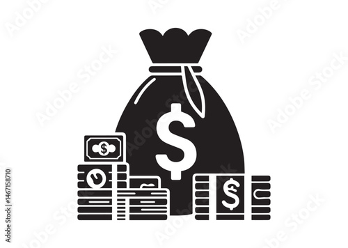Money Bag Silhouette Vector