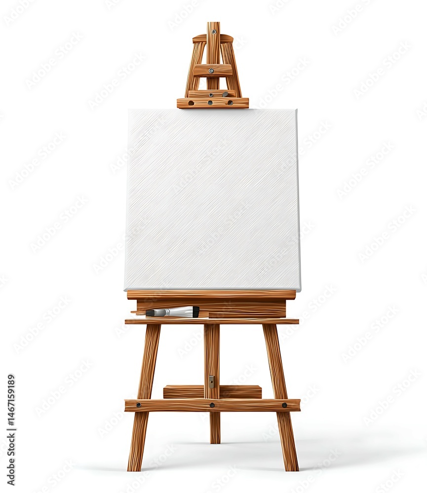 Creative Inspiration Blank Canvas on Wooden Easel in Art Studio Minimalist Design Natural Light Artistic Potential