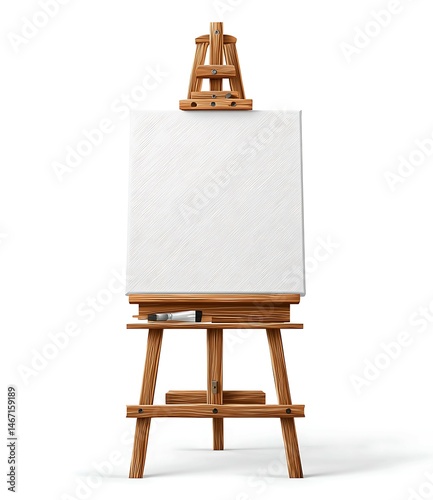Obraz na płótnie Creative Inspiration Blank Canvas on Wooden Easel in Art Studio Minimalist Design Natural Light Artistic Potential w salonie