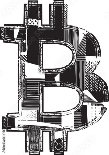 A stylized monochrome representation of the letter 'B' constructed from geometric shapes.
