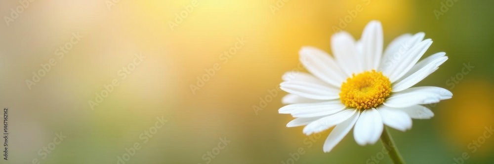 Fototapeta premium Single white daisy, delicate petals, vibrant yellow center, bloom, flora