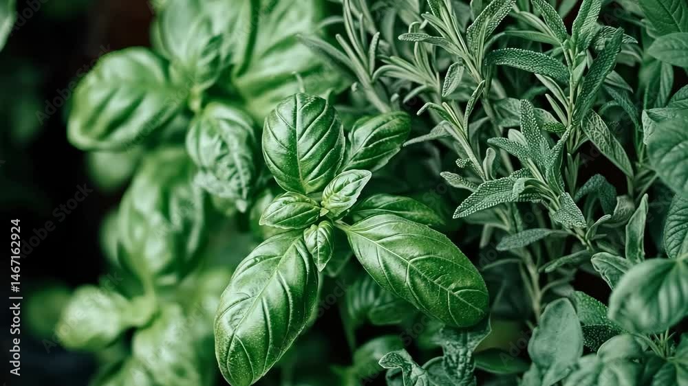 A bunch of fresh herbs like basil, rosemary, and thyme, perfect for cooking