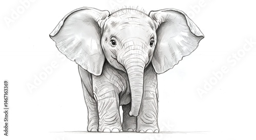 Baby Elephant Pencil Drawing
