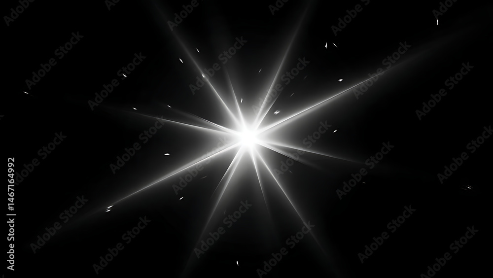 Obraz premium Radiant Burst: Bright Light Source with Dramatic Lens Flares Against a Dark Background