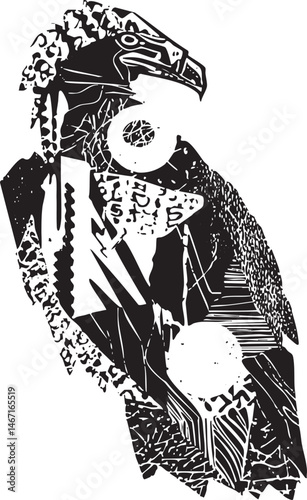 A stylized black and white eagle silhouette embraces a luminous circular form.