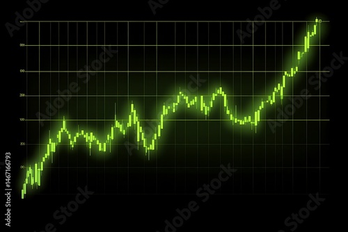 Green Stock Market Chart Showing Upward Trend on Dark Background