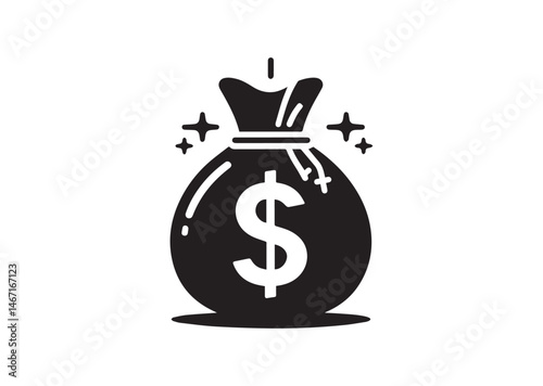 Money Bag Icon, Money Bag Silhouette Vector