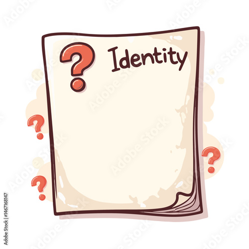 Cartoon illustration of identity concept, with copy space
