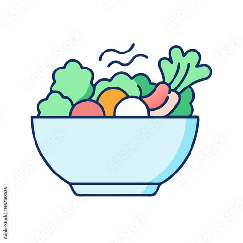 Fresh salad bowl with healthy vegetables for diet and nutrition vector illustration design