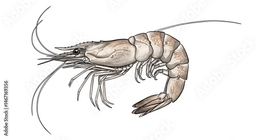 Shrimp Illustration on White Background