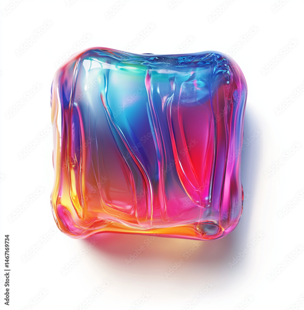 transparent clear delicious jelly rectangle isolated on a white background