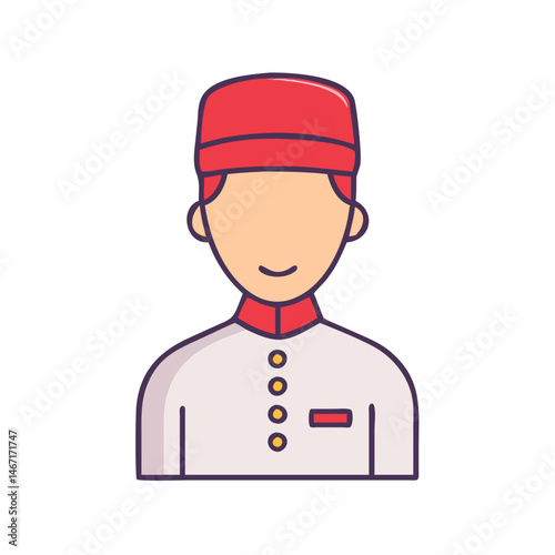 Illustration of hotel bellhop bellboy with uniform and hat hospitality service job vector art