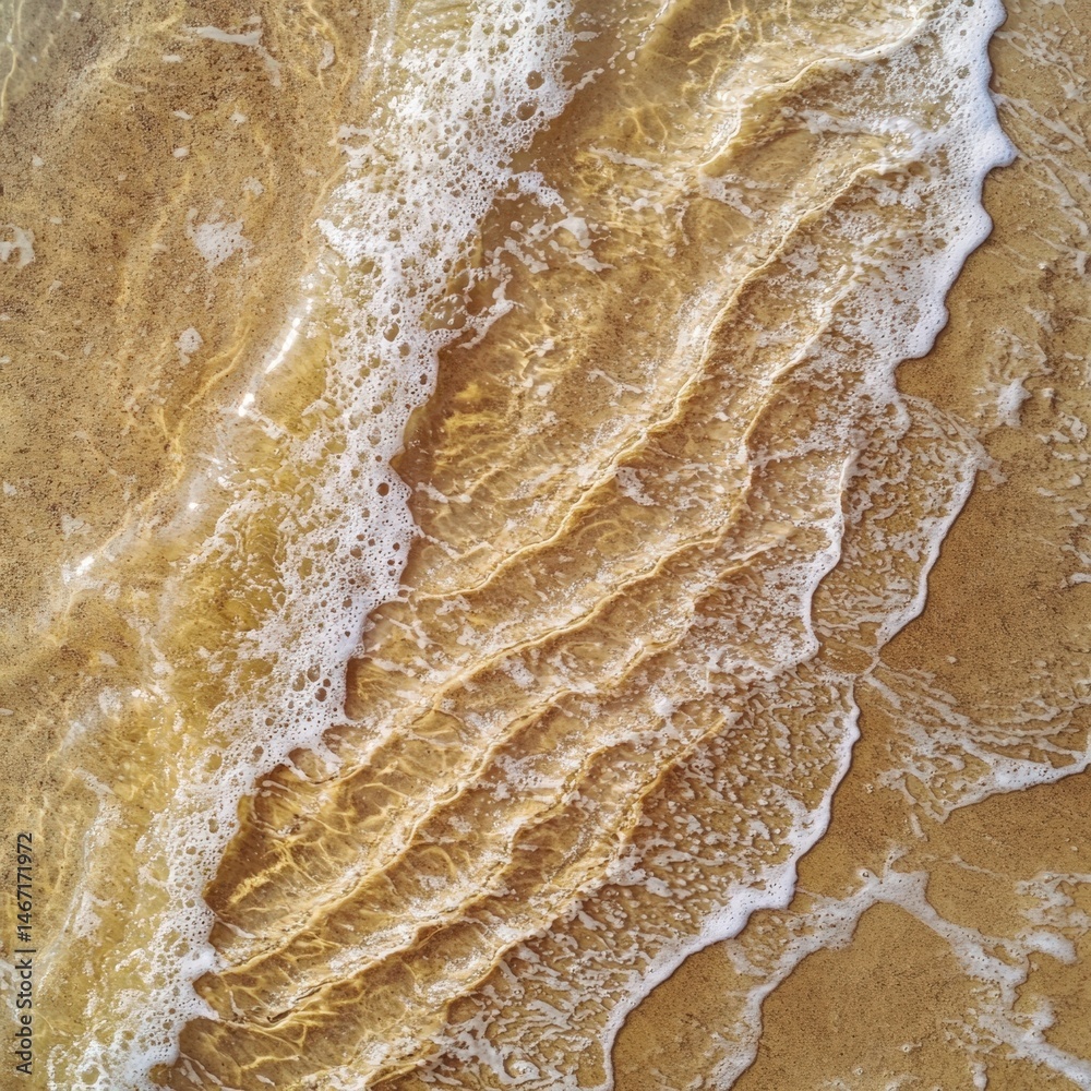 Obraz premium Aerial View of Gentle Waves on Sand with Reflection of Light