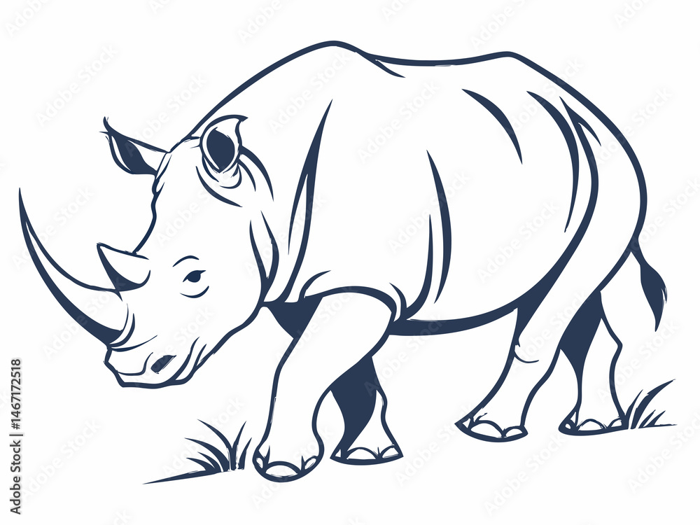 Fototapeta premium A refined vector illustration featuring a rhino head silhouette, ideal for logos and design elements.