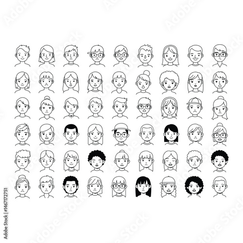 Set of male and female avatar icons. Vector flat illustrations of diverse user profile pictures. Perfect for websites, mobile apps, social media, and presentations.