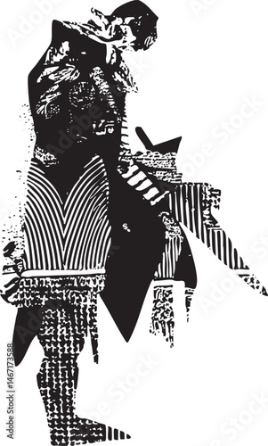 A silhouetted figure intently examines a small ornate object with focused attention.