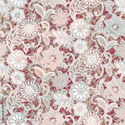 Wallpaper Mural Seamless Floral Leaf Pattern with Soft Textured Design Torontodigital.ca