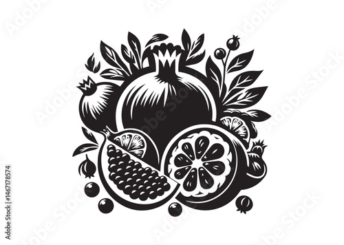 Pomegranate Silhouette Vector