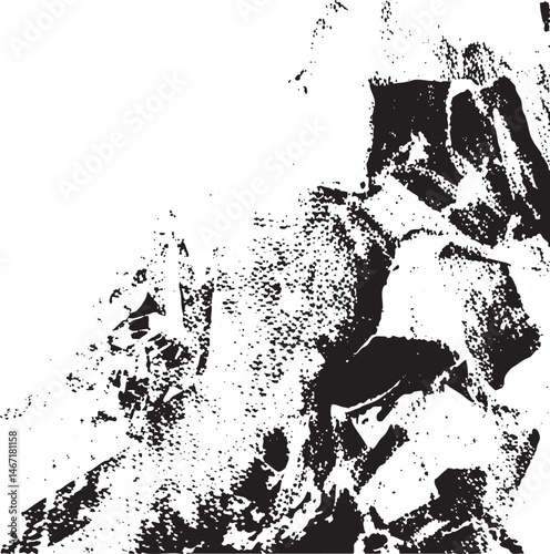 A solitary figure stands amidst a textured abstract landscape.