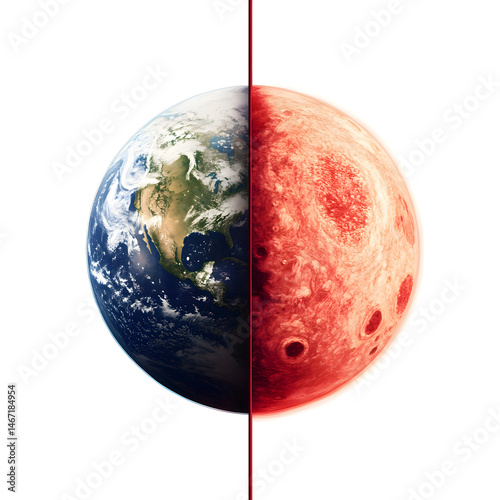 Earth and watermelon half planet concept