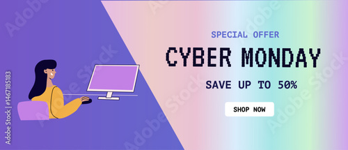 Cyber monday special offer sale with discounts up to 50 percent.