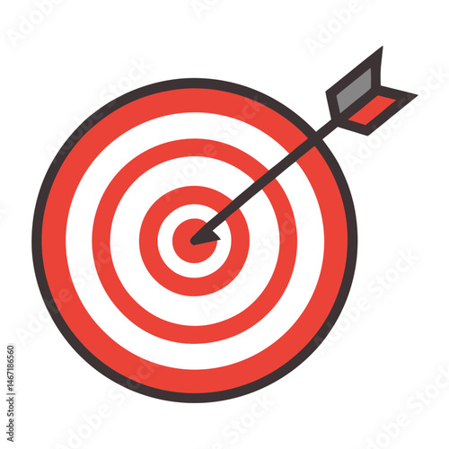 Target bullseye with arrow outline icon on white background
