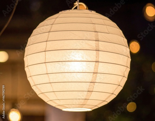 Illuminated White Paper Lantern Hanging Decor