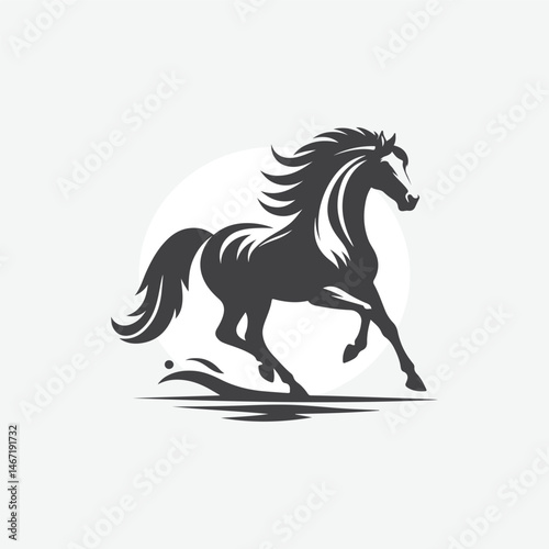 minimalist silhouette of horse. in black and white