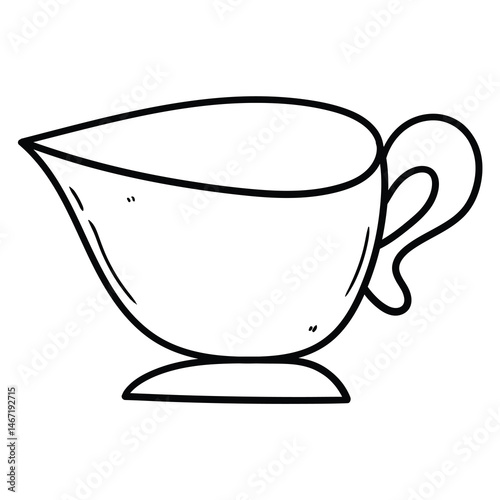 Hand drawn doodle gravy boat on white background.